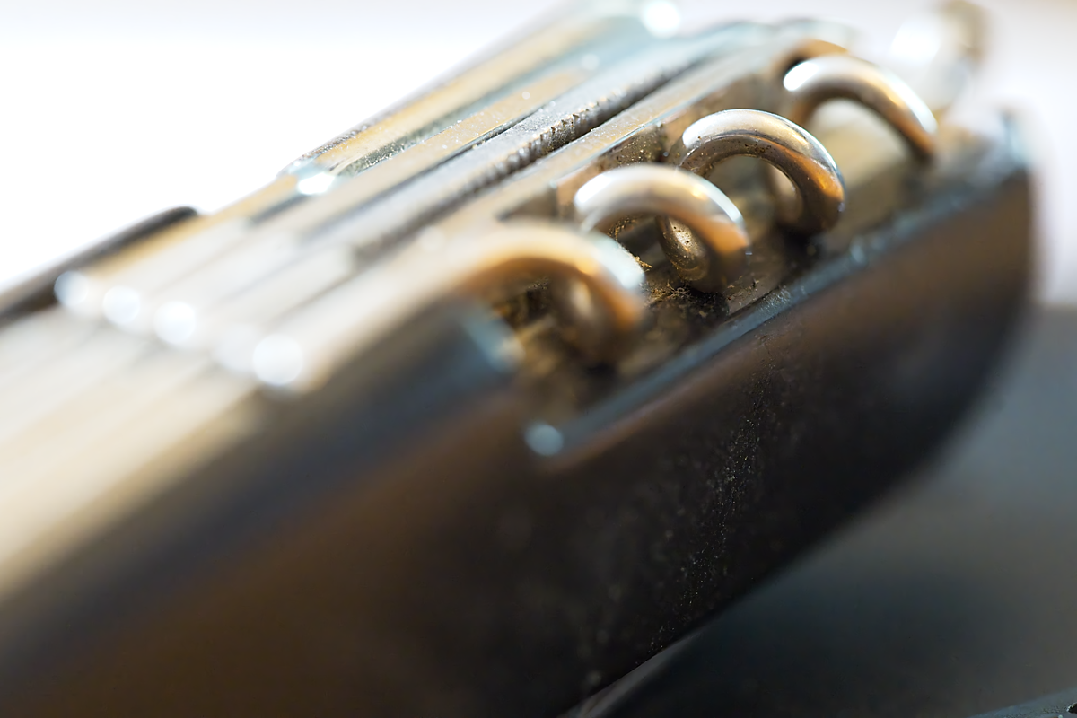 Close up of coils of a corkscrew on a penknife